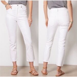 Agolde Riley Crop Denim Jeans Ankle Straight Leg White Size 25